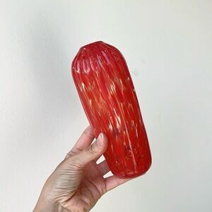 Hand Blown Ribbed Glass Vase Craig Campbell Signed